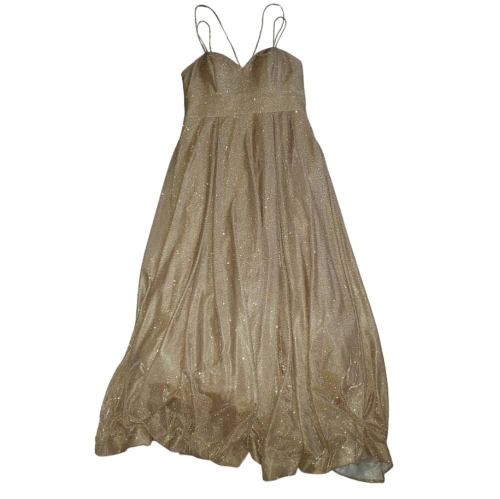 Fiesta Fashion Floor Length Shimmery Gold Gown Size XXL